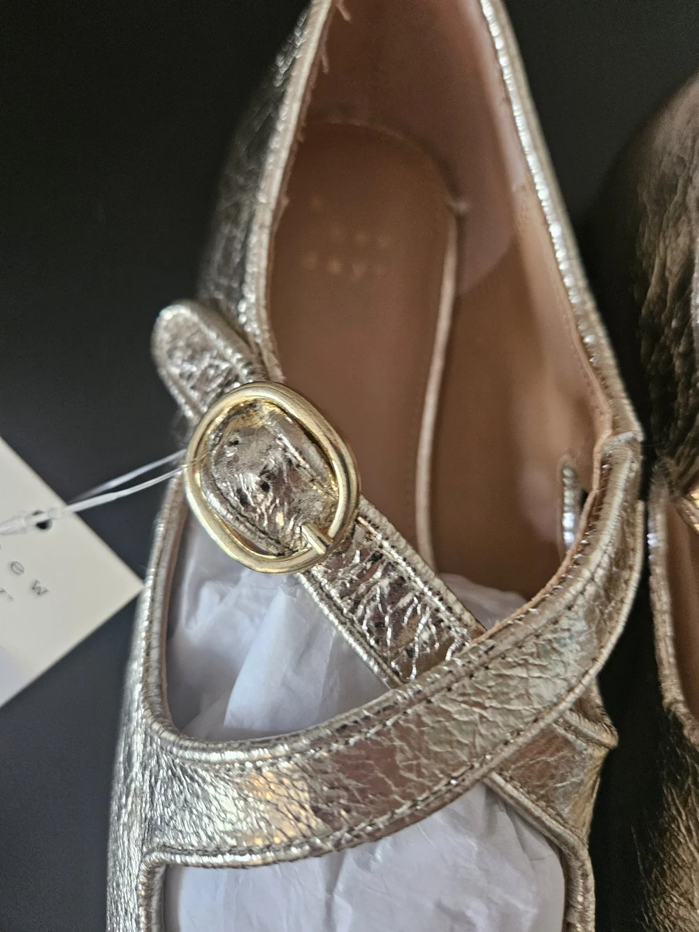 ✨ NWT A New Day Tasmin Metallic Gold Crisscross Mary Jane Flats ✨ Womans Size 7 - Picture 6 of 16